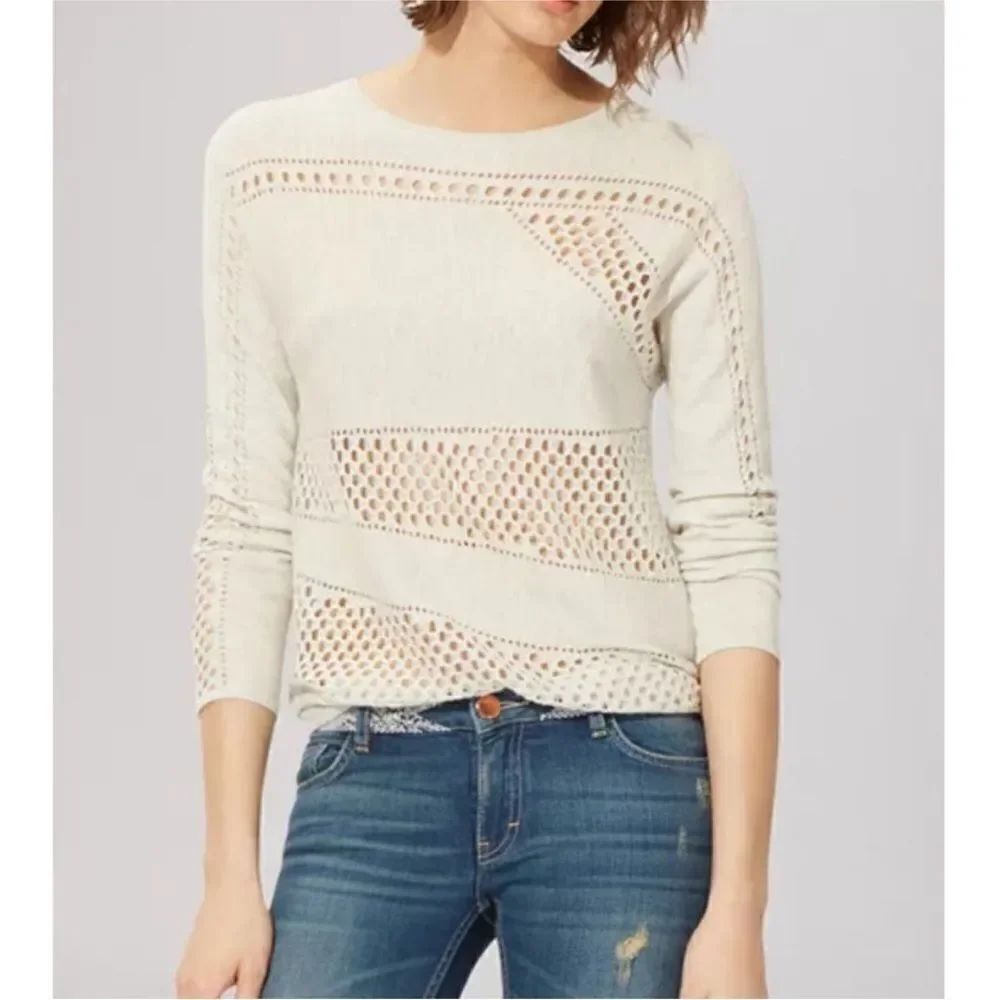 Maje Cream Knit Sweater with Cutout Details